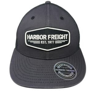Harbor Freight Trucker Hat Gray One Size Mesh Snapback Logo Patch HFT EST 1977